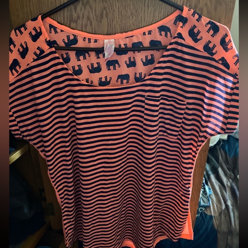 Flowey Shirt || stripes & elephants, Large